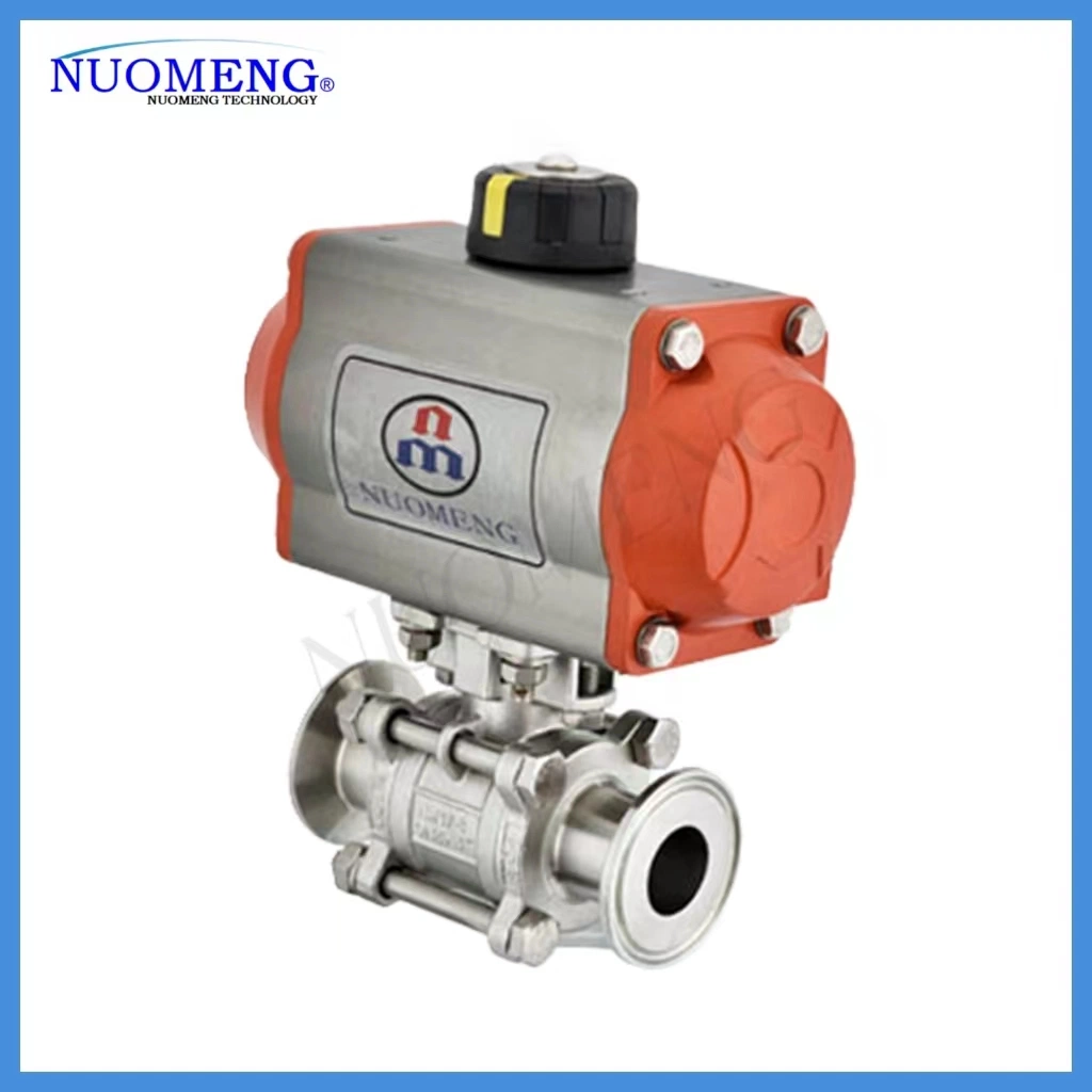 Sanitary Stainless Steel SS304/316L Three-Piece Pneumatic Clamp Ball Valve