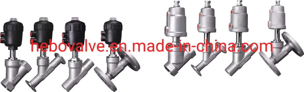 Sanitary Stainless Steel Pneumatic Angle Seat Valve SS304 Clamped